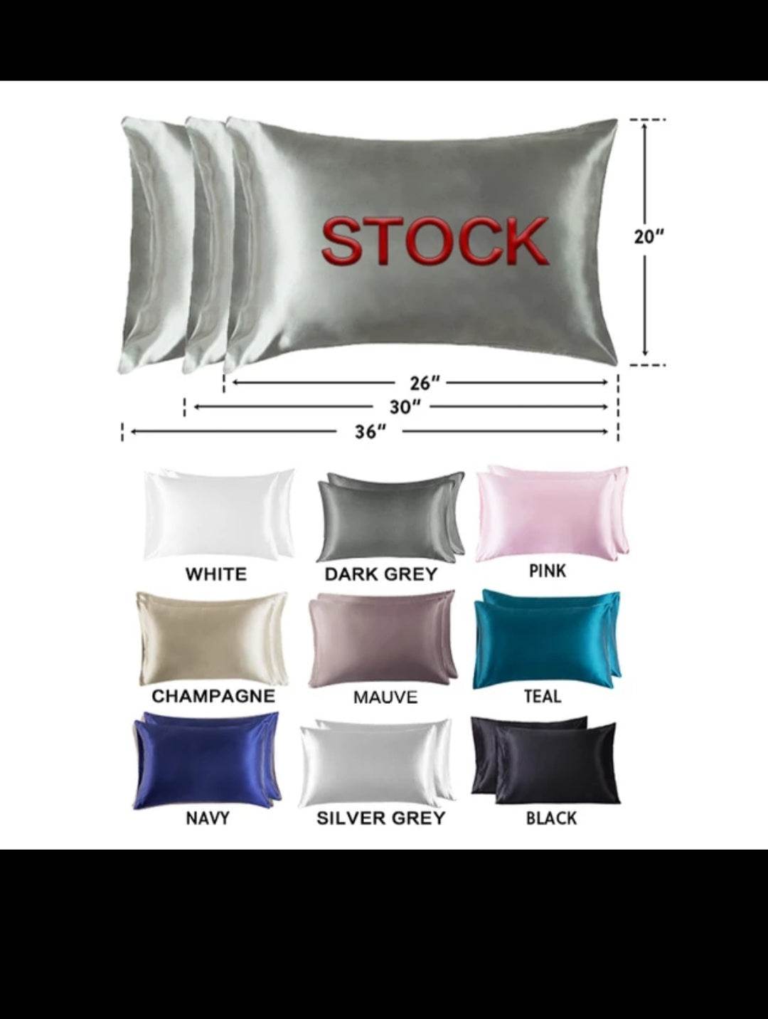 Satin Pillow Case Standard 2 pieces 20"x 30" GV Hair Beauty 